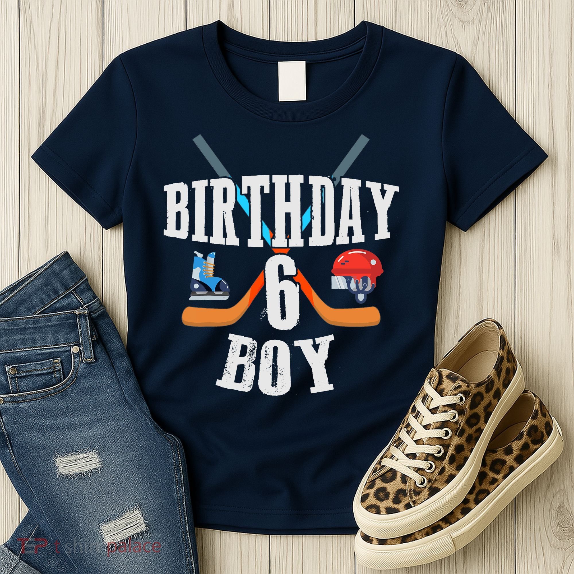 6th Birthday Boy Ice Hockey 6 Years Old Birthday Squad Party Women's T-Shirt