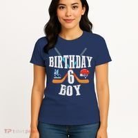 6th Birthday Boy Ice Hockey 6 Years Old Birthday Squad Party Women's T-Shirt thumb 4