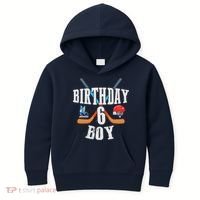 6th Birthday Boy Ice Hockey 6 Years Old Birthday Squad Party Kids Hoodie thumb 0