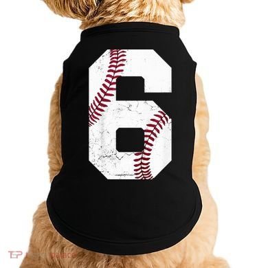 6th Birthday Baseball Six 6 Years Old Doggie Tank