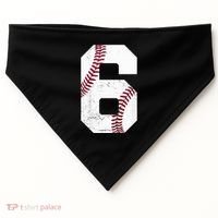 6th Birthday Baseball Six 6 Years Old USA-Made Doggie Bandana thumb 0