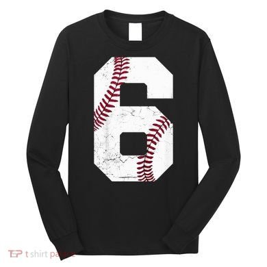 6th Birthday Baseball Six 6 Years Old Long Sleeve Shirt