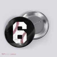6th Birthday Baseball Six 6 Years Old Button thumb 0