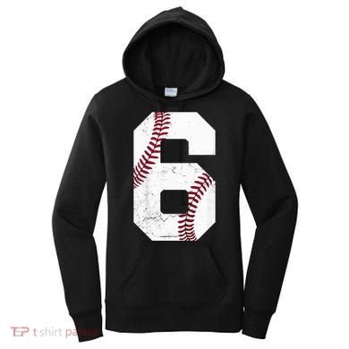 6th Birthday Baseball Six 6 Years Old Women's Hoodie