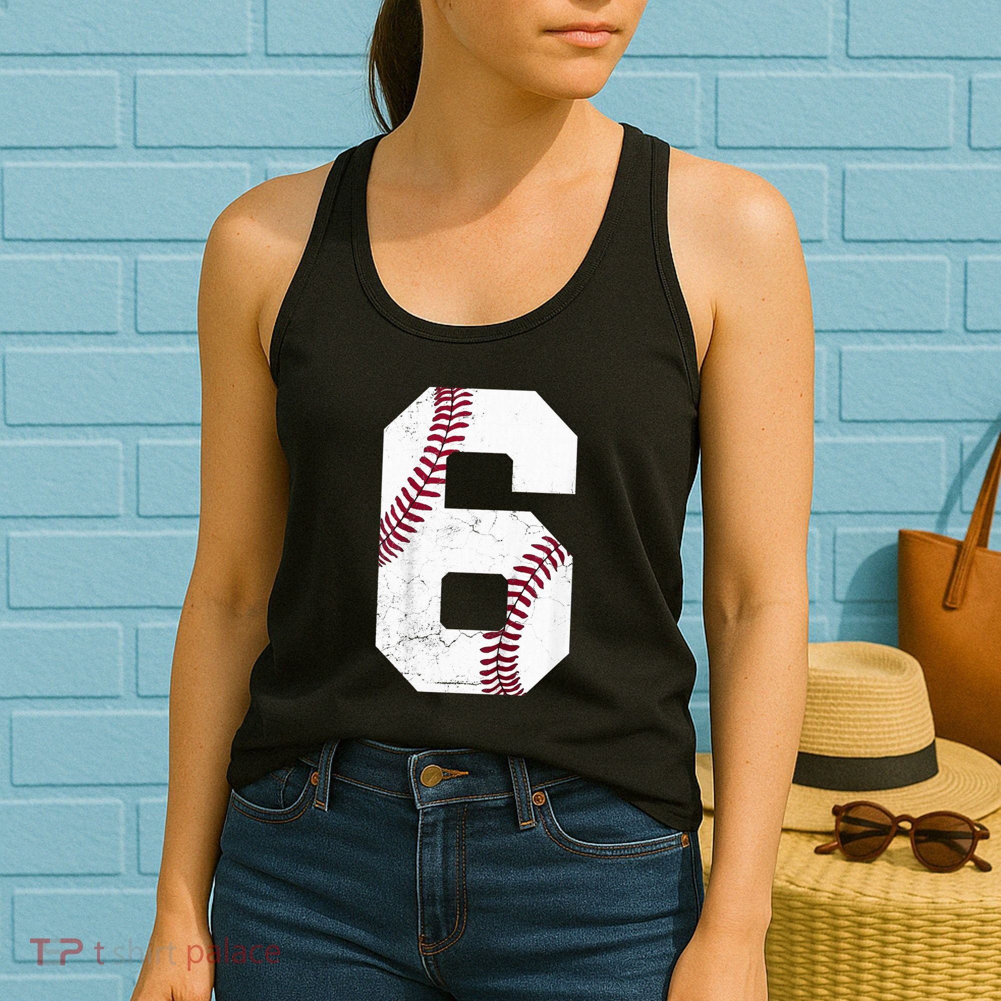 6th Birthday Baseball Six 6 Years Old Women's Tank Top