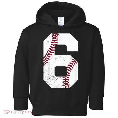 6th Birthday Baseball Six 6 Years Old Toddler Hoodie