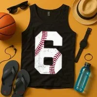 6th Birthday Baseball Six 6 Years Old Tank Top thumb 4