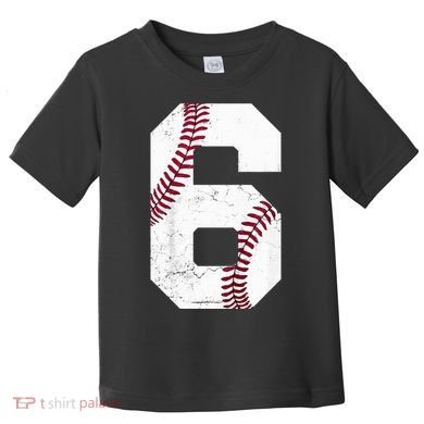 6th Birthday Baseball Six 6 Years Old Toddler T-Shirt
