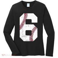 6th Birthday Baseball Six 6 Years Old Women's Long Sleeve Shirt thumb 0