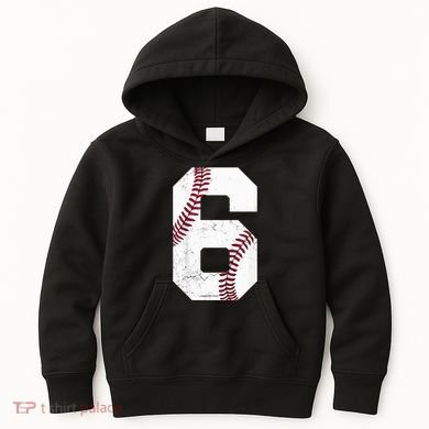 6th Birthday Baseball Six 6 Years Old Kids Hoodie