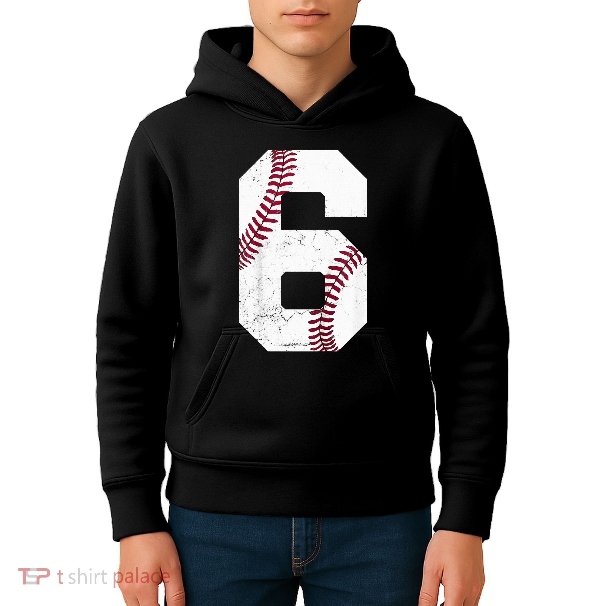 6th Birthday Baseball Six 6 Years Old Kids Hoodie
