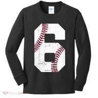 6th Birthday Baseball Six 6 Years Old Kids Long Sleeve Shirt thumb 0