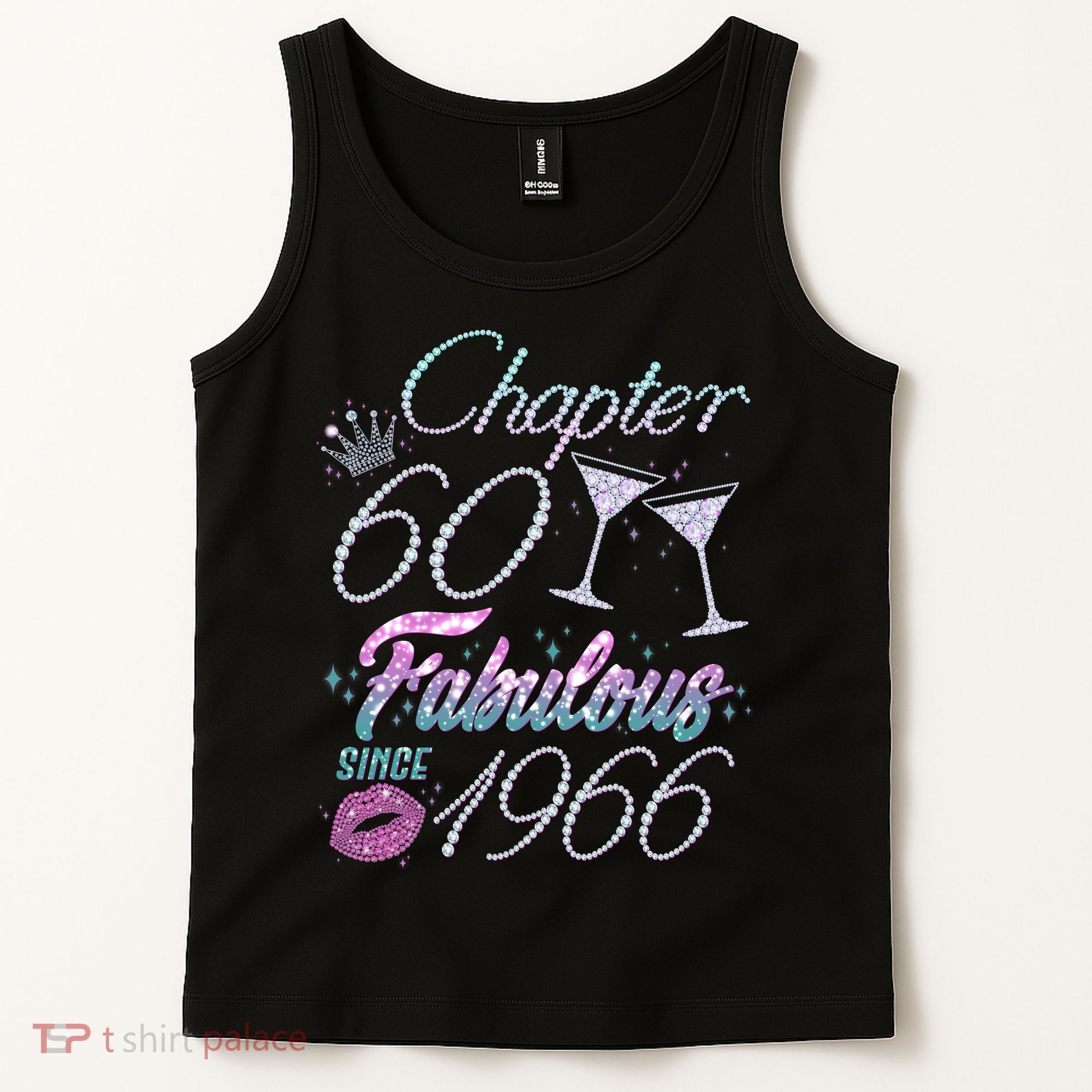 60th Birthday Chapter 60 Fabulous Since 1966 Rhinestones Diamonds Tank Top