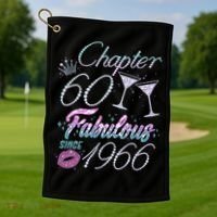 60th Birthday Chapter 60 Fabulous Since 1966 Rhinestones Diamonds Golf Towel thumb 1