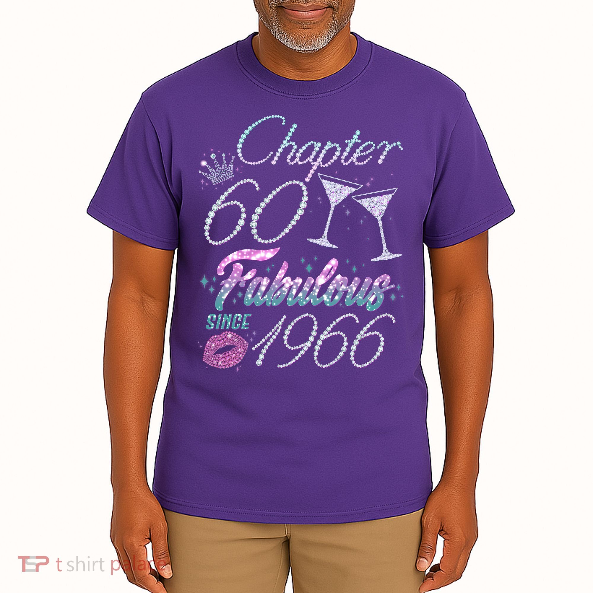 60th Birthday Chapter 60 Fabulous Since 1966 Rhinestones Diamonds Tall T-Shirt
