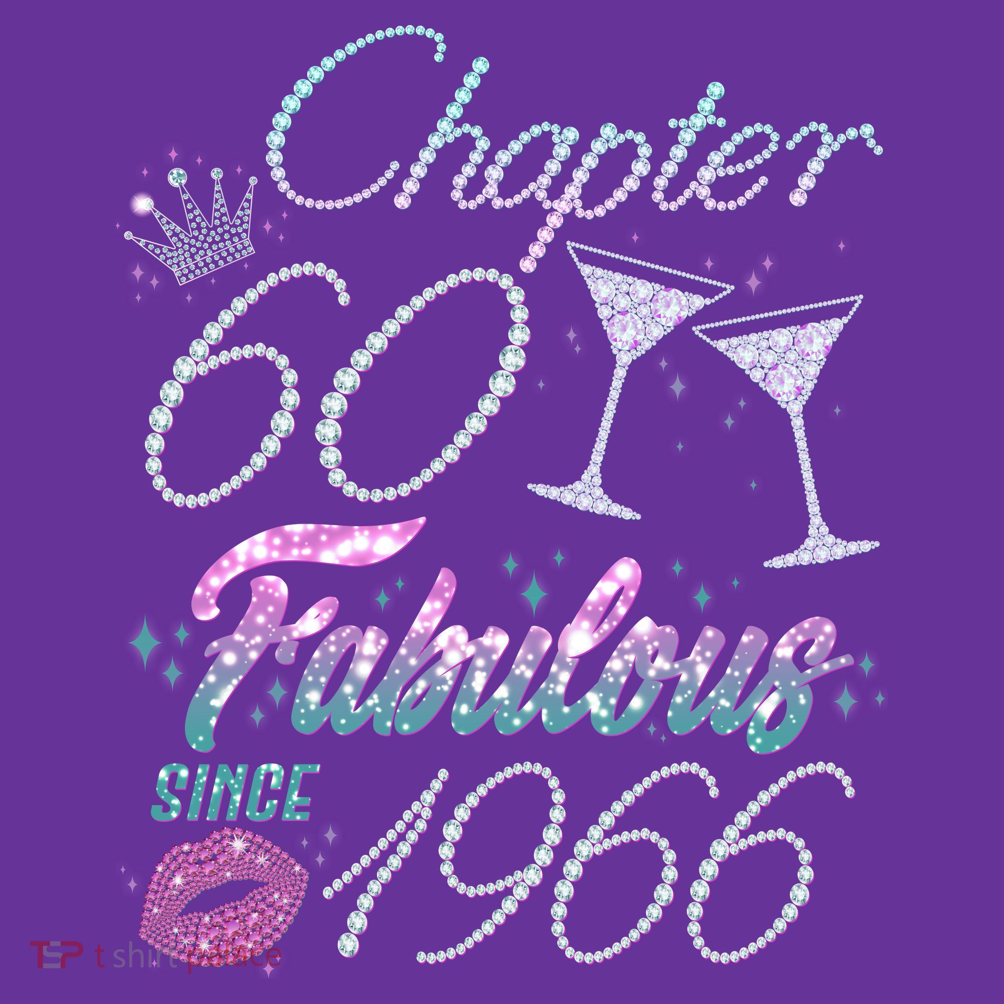 60th Birthday Chapter 60 Fabulous Since 1966 Rhinestones Diamonds Tall T-Shirt