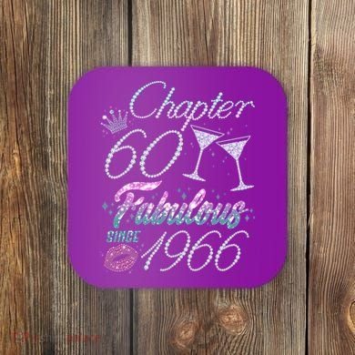 60th Birthday Chapter 60 Fabulous Since 1966 Rhinestones Diamonds Coaster
