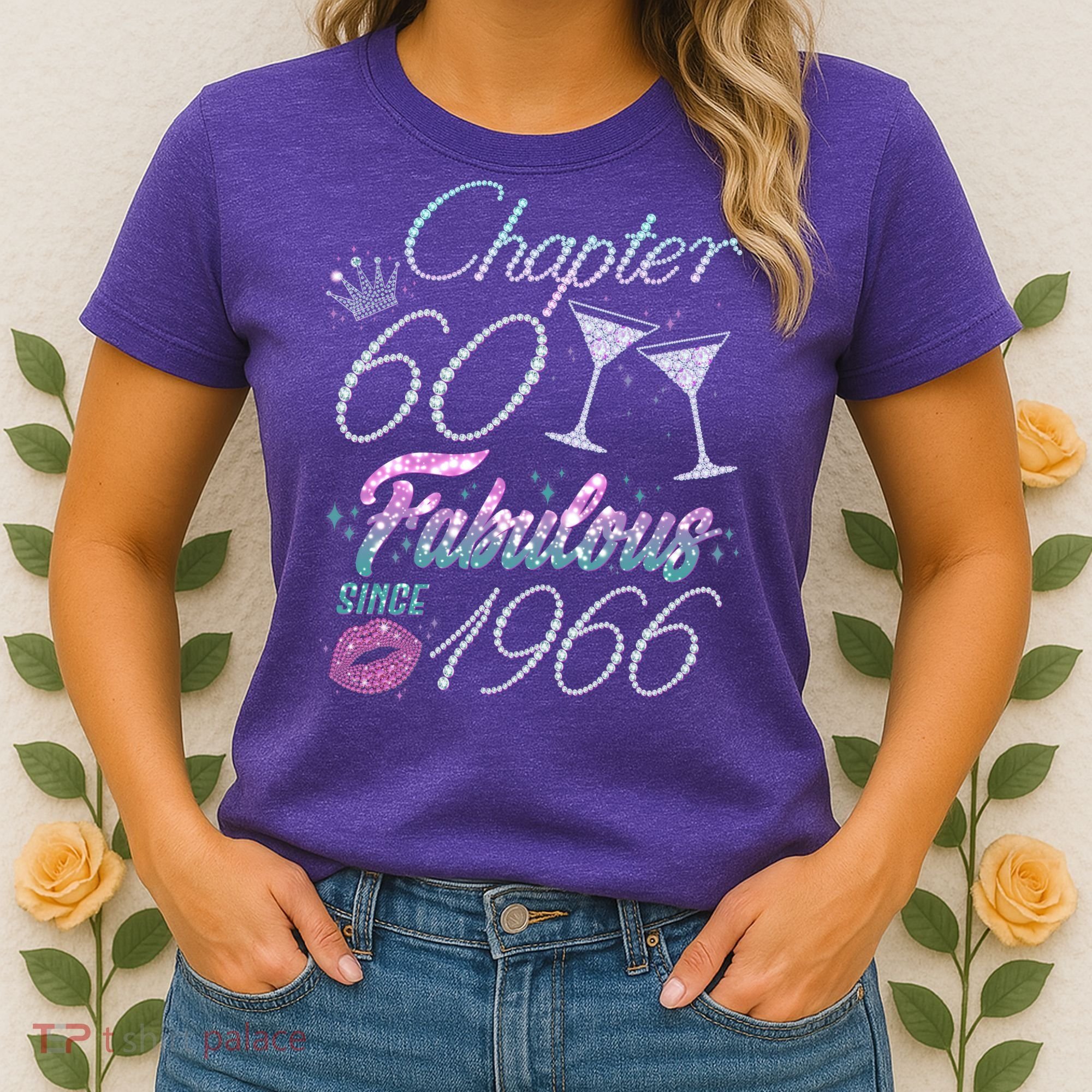 60th Birthday Chapter 60 Fabulous Since 1966 Rhinestones Diamonds Women's T-Shirt
