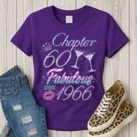 60th Birthday Chapter 60 Fabulous Since 1966 Rhinestones Diamonds Women's T-Shirt thumb 3