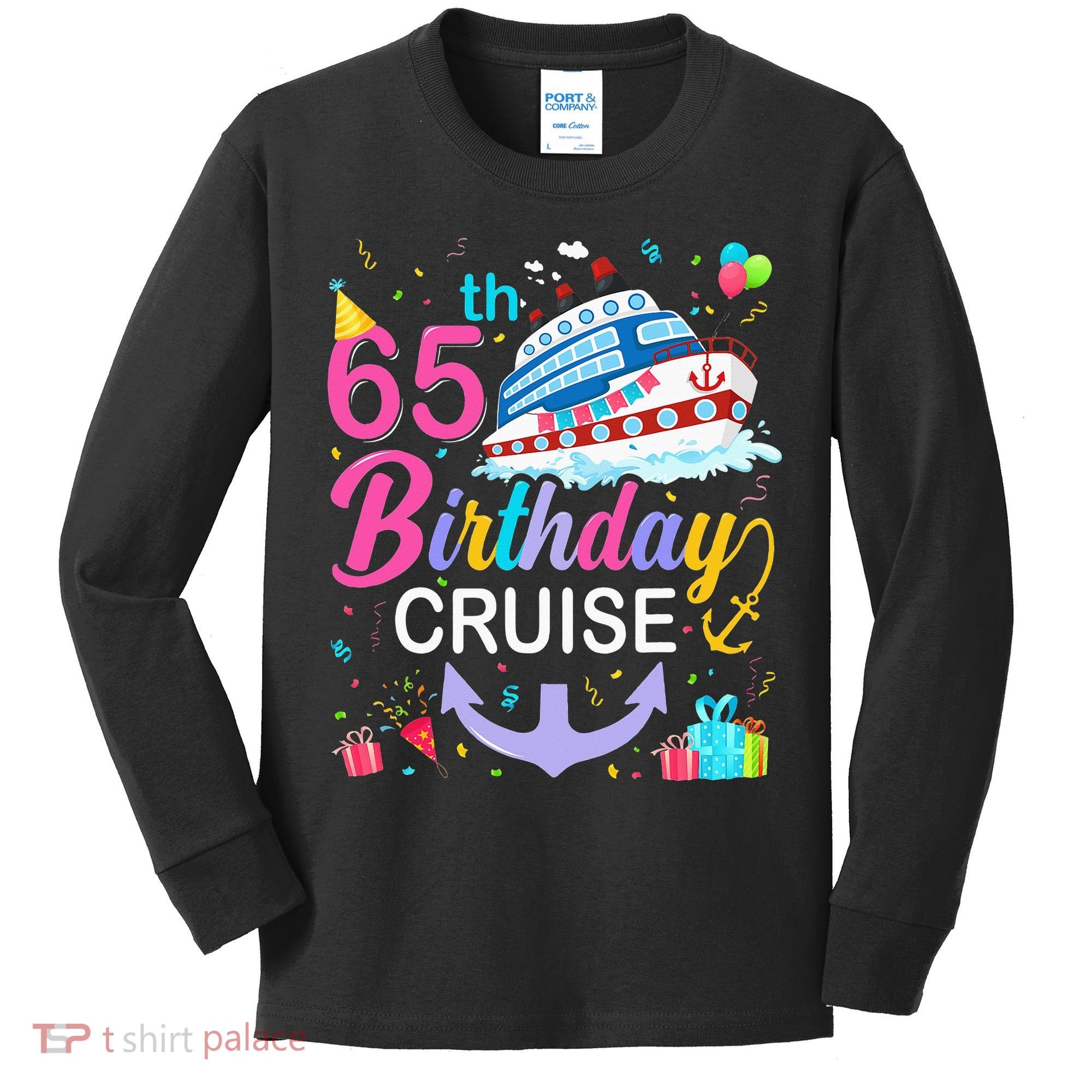 65th Birthday Cruise 65 Years Old Cruising Kids Long Sleeve Shirt