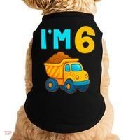 6th Birthday Cartoon Dump Toy Truck Construction I'M 6 Six Doggie Tank thumb 0