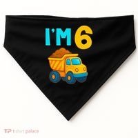 6th Birthday Cartoon Dump Toy Truck Construction I'M 6 Six USA-Made Doggie Bandana thumb 0