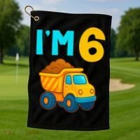 6th Birthday Cartoon Dump Toy Truck Construction I'M 6 Six Golf Towel thumb 1