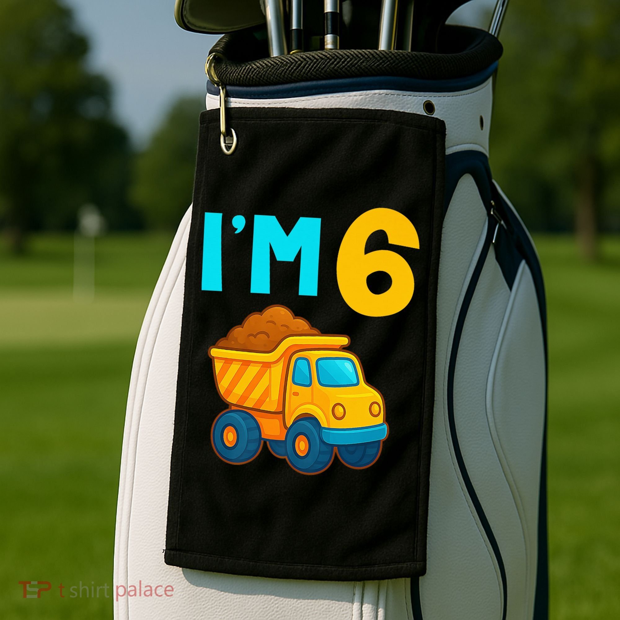 6th Birthday Cartoon Dump Toy Truck Construction I'M 6 Six Golf Towel