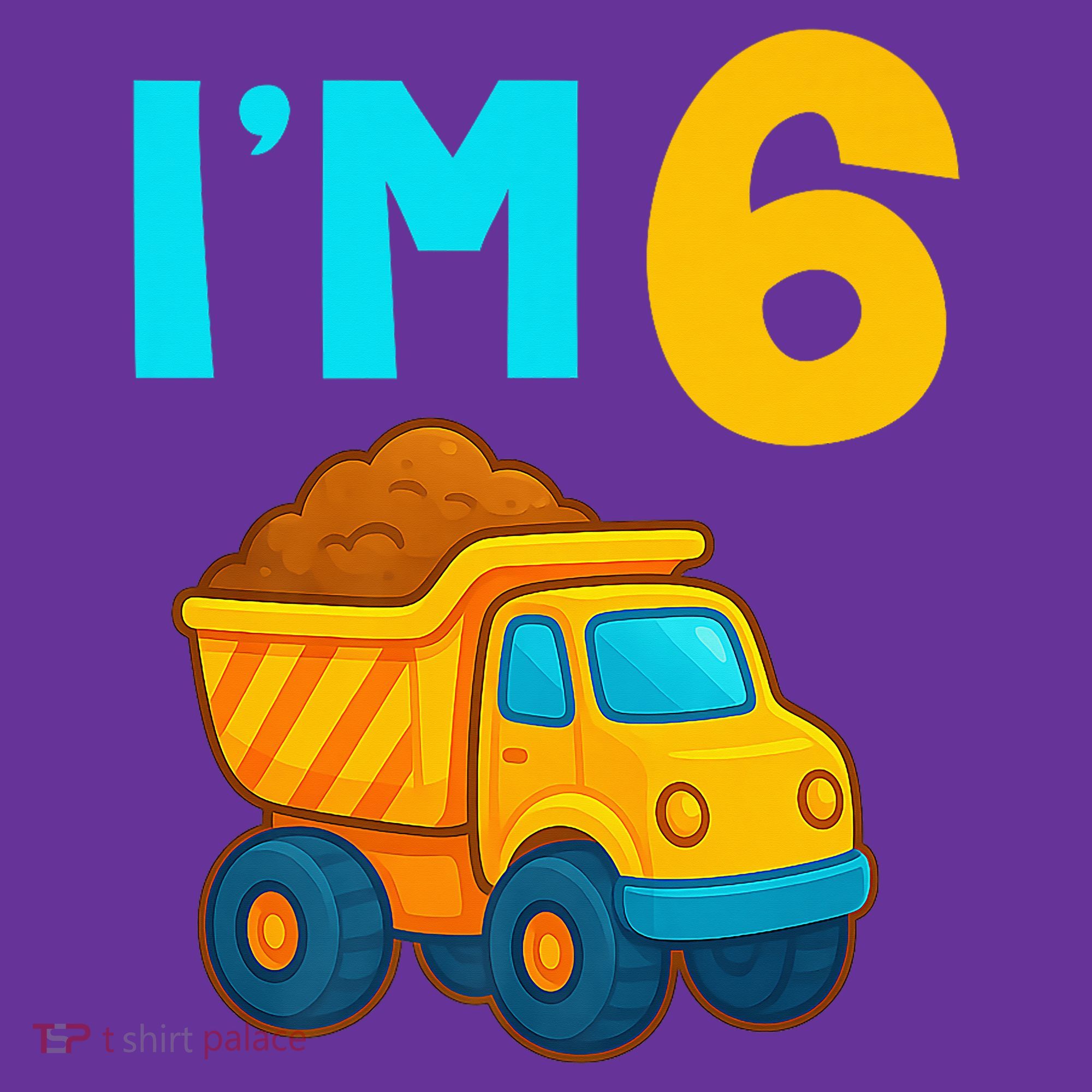 6th Birthday Cartoon Dump Toy Truck Construction I'M 6 Six Baby Bodysuit