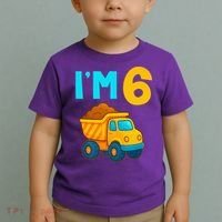 6th Birthday Cartoon Dump Toy Truck Construction I'M 6 Six Toddler T-Shirt thumb 2