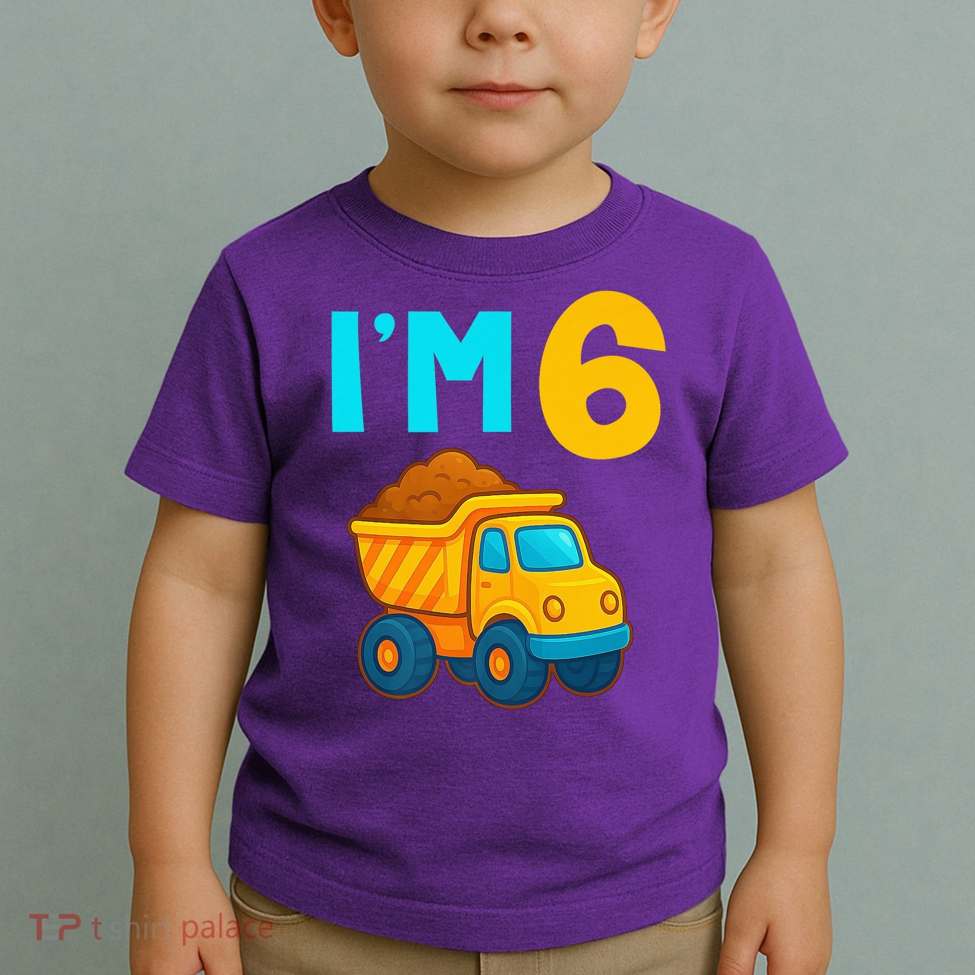 6th Birthday Cartoon Dump Toy Truck Construction I'M 6 Six Toddler T-Shirt