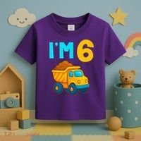 6th Birthday Cartoon Dump Toy Truck Construction I'M 6 Six Toddler T-Shirt thumb 3