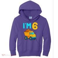 6th Birthday Cartoon Dump Toy Truck Construction I'M 6 Six Kids Hoodie thumb 0