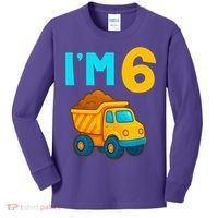 6th Birthday Cartoon Dump Toy Truck Construction I'M 6 Six Kids Long Sleeve Shirt thumb 0