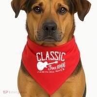 60th Birthday Classic Guitar Since 1966 And Still Rockin USA-Made Doggie Bandana thumb 1