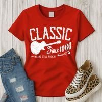 60th Birthday Classic Guitar Since 1966 And Still Rockin Women's T-Shirt thumb 3