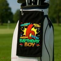 6th Birthday Comic Style 6 Year Old Gifts Golf Towel thumb 2