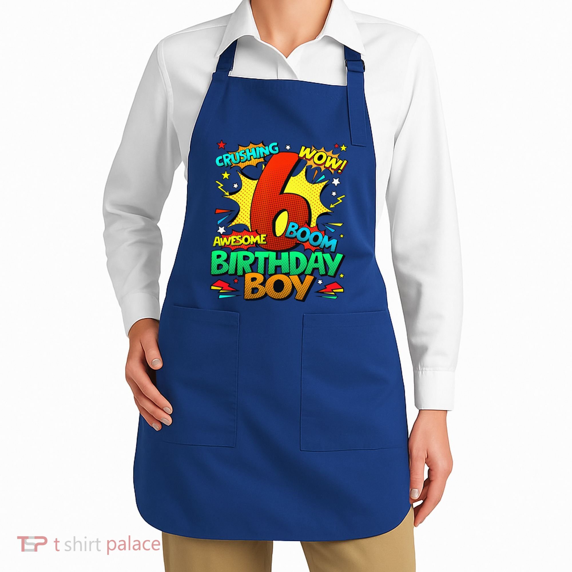 6th Birthday Comic Style 6 Year Old Gifts Apron