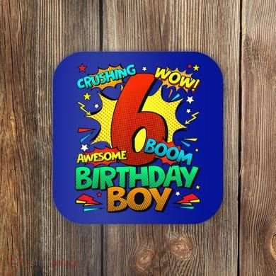 6th Birthday Comic Style 6 Year Old Gifts Coaster