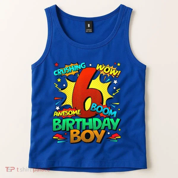 6th Birthday Comic Style 6 Year Old Gifts Tank Top