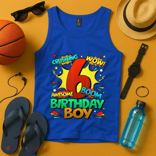 6th Birthday Comic Style 6 Year Old Gifts Tank Top