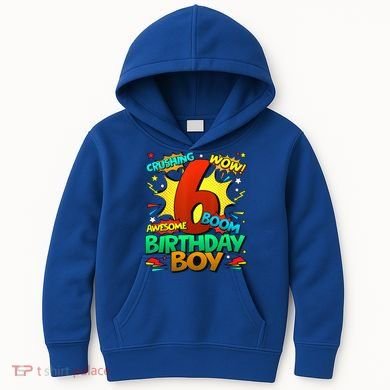 6th Birthday Comic Style 6 Year Old Gifts Kids Hoodie