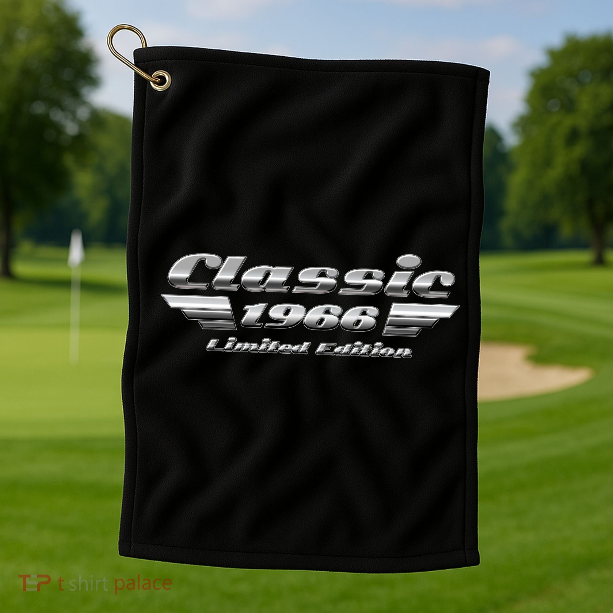 60th Birthday Classic 1966 Limited Edition Metallic Chrome Birthday Golf Towel