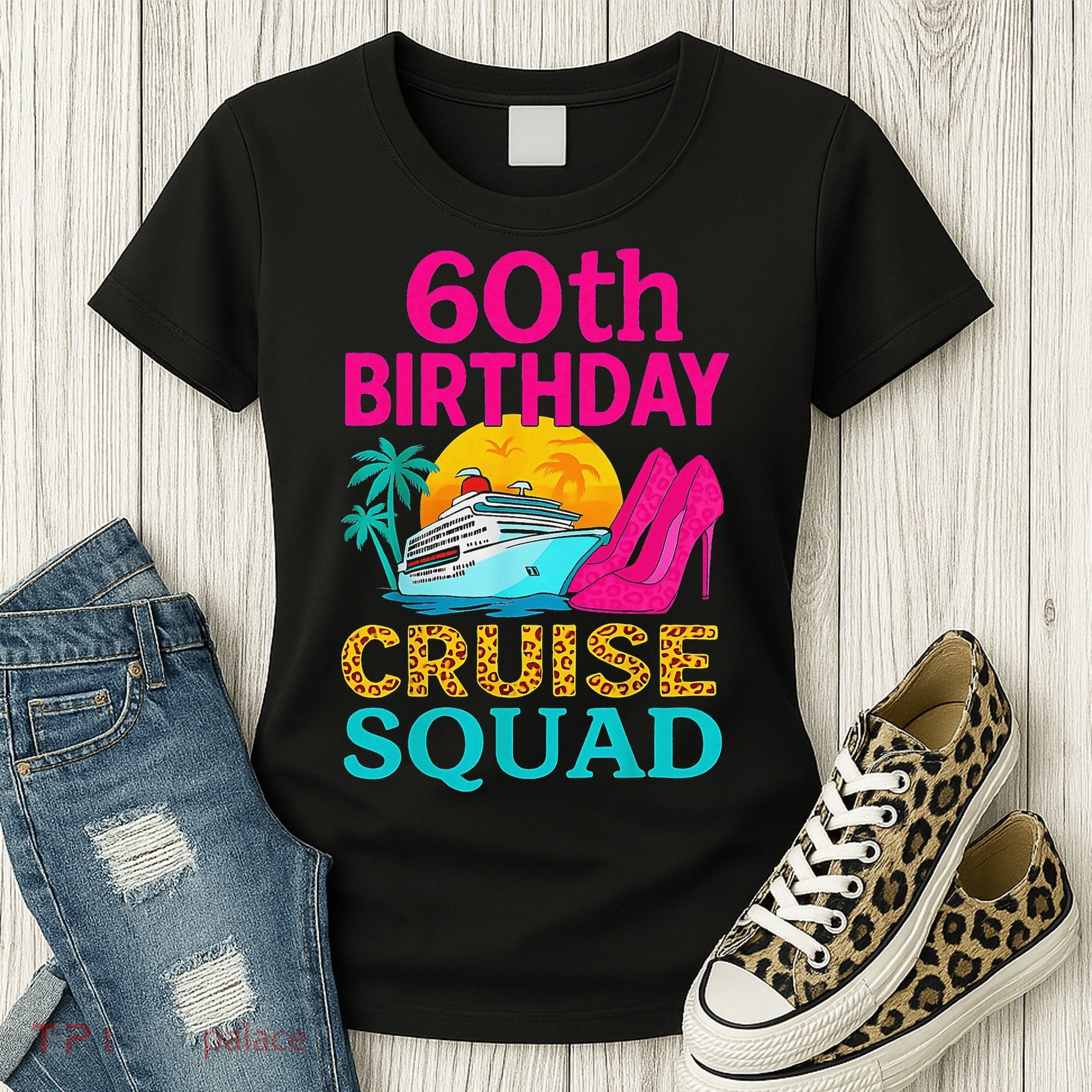 60th Birthday Cruise Squad 60 Years Old Vacation Party Group Gift Women's T-Shirt