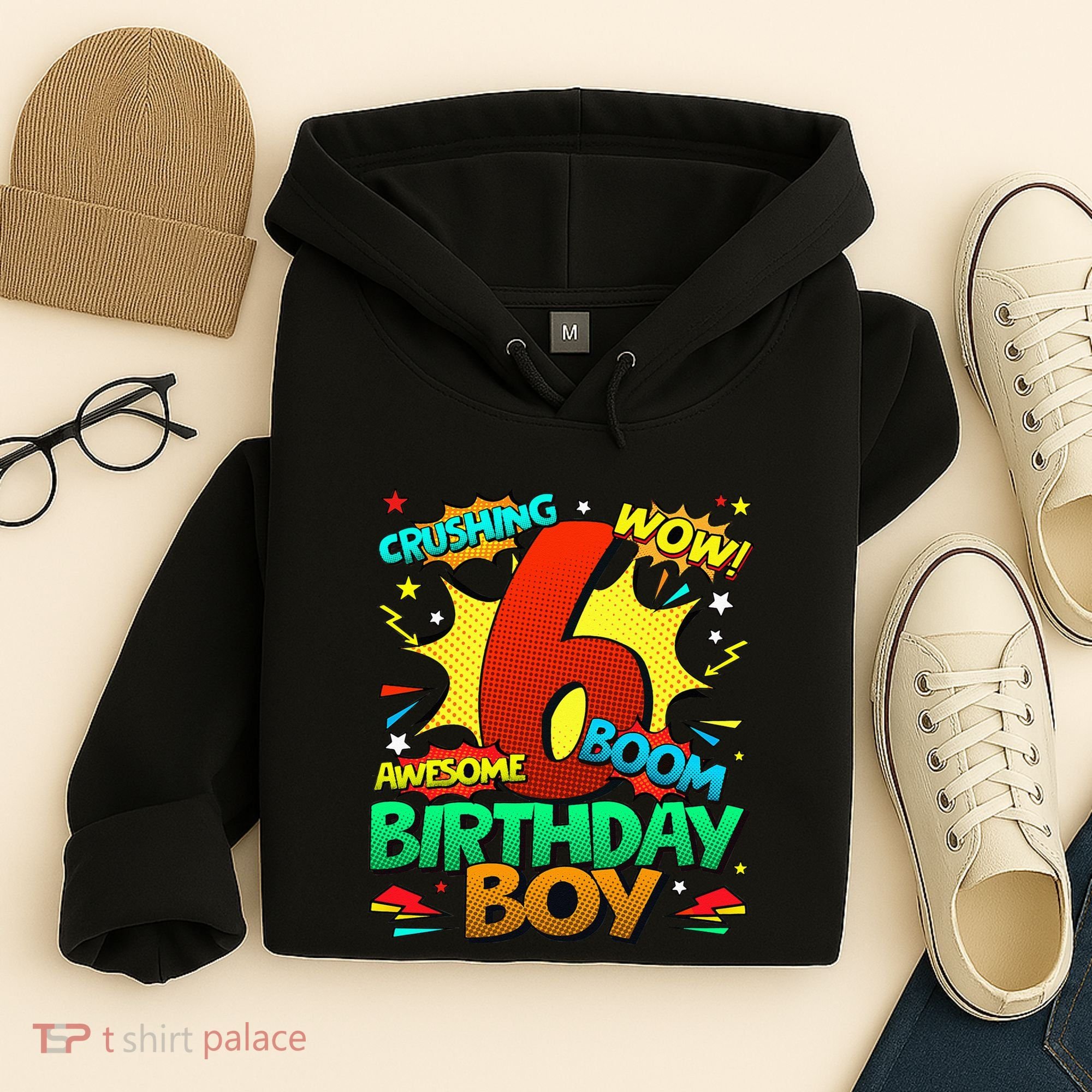 6th Birthday Comic Style 6 Year Old Gifts Hoodie