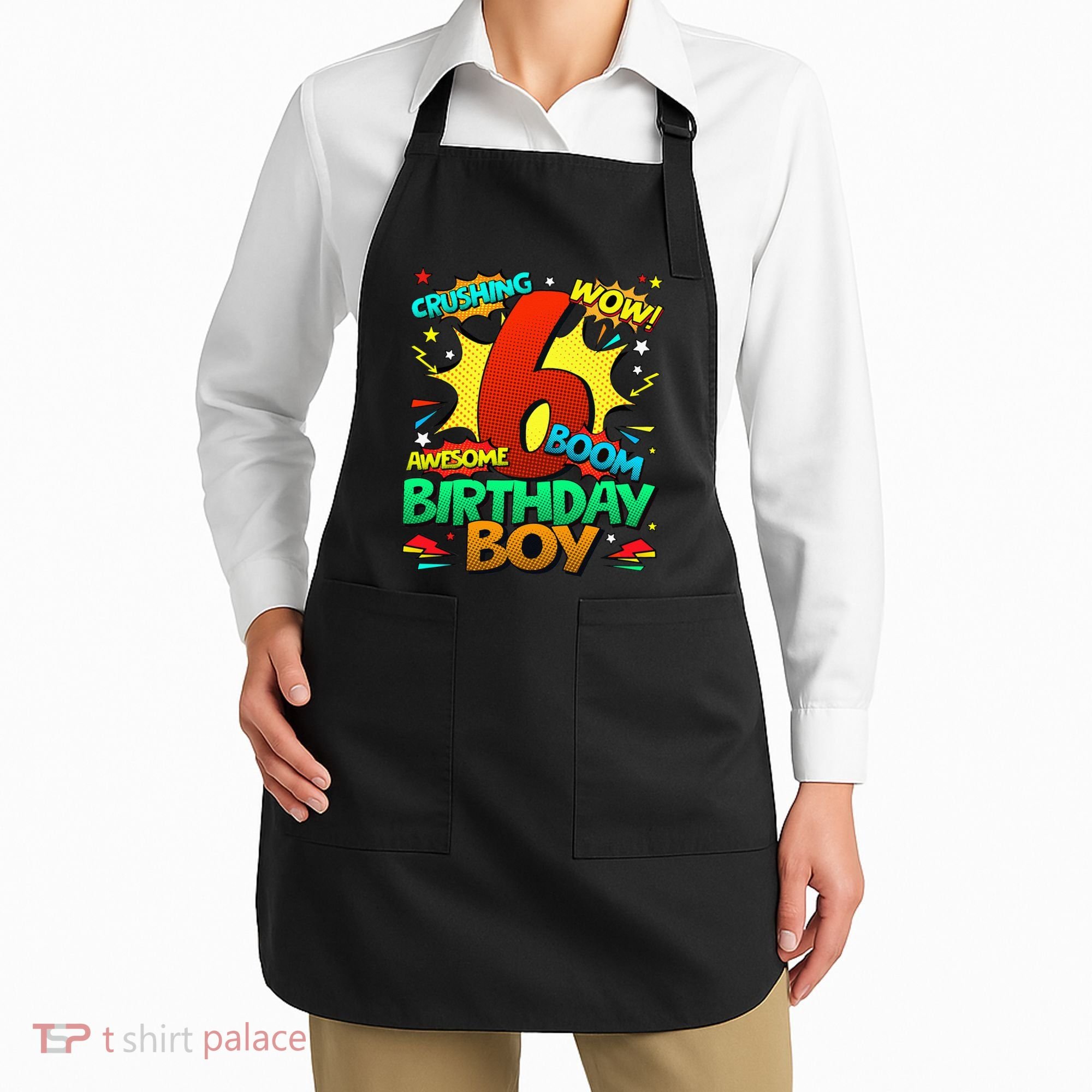 6th Birthday Comic Style 6 Year Old Gifts Apron