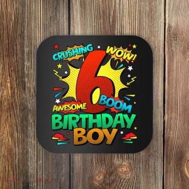 6th Birthday Comic Style 6 Year Old Gifts Coaster