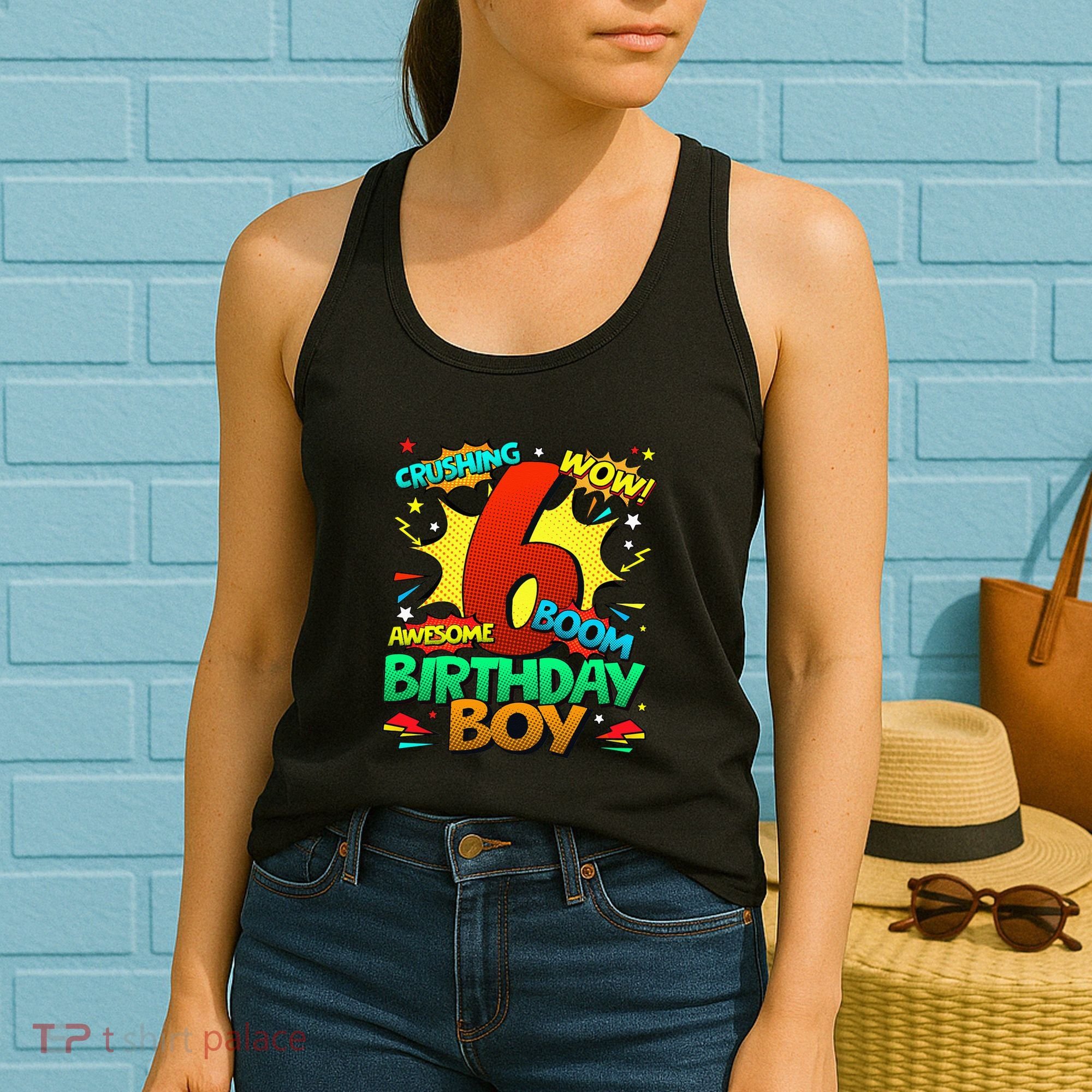 6th Birthday Comic Style 6 Year Old Gifts Women's Tank Top