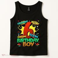 6th Birthday Comic Style 6 Year Old Gifts Tank Top thumb 2