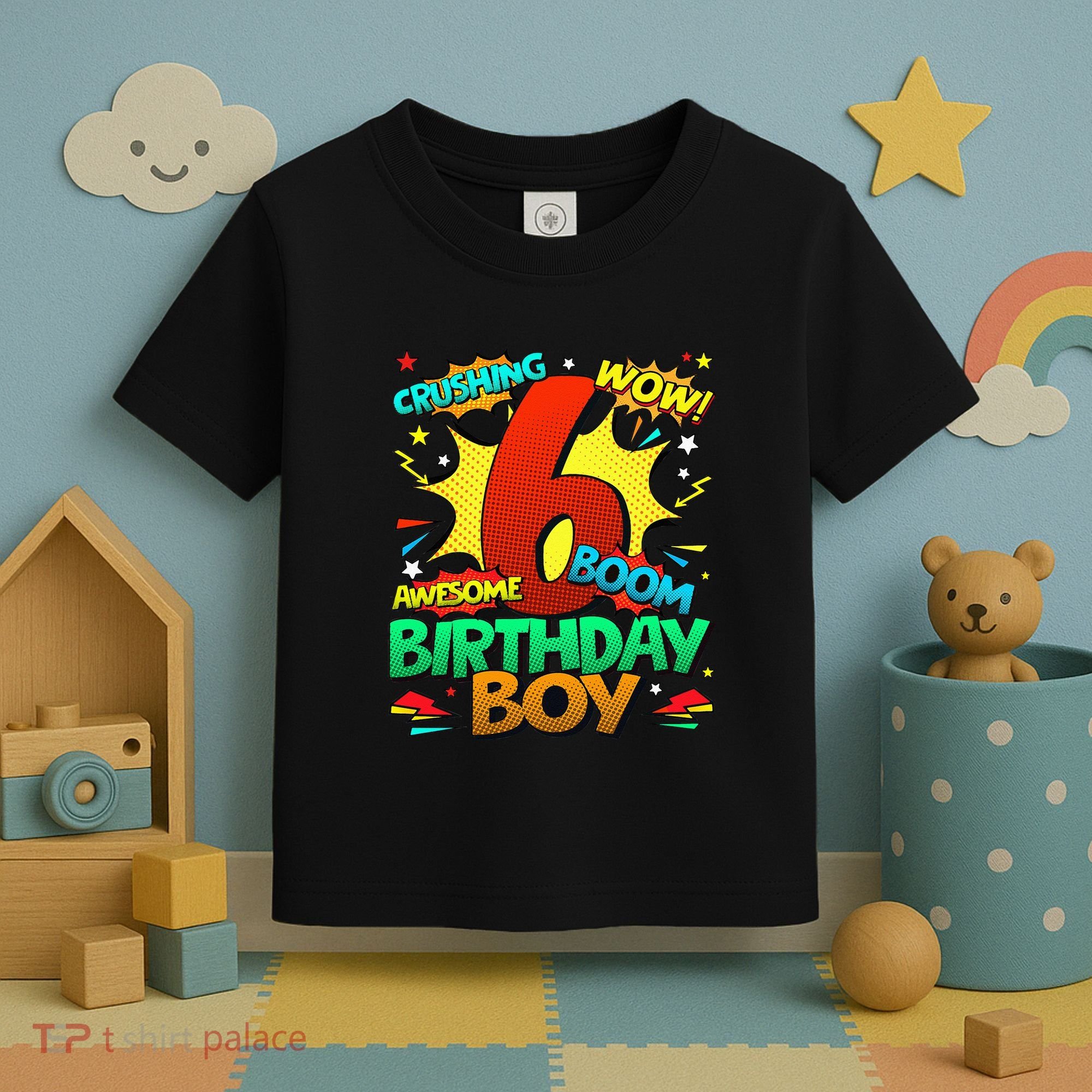 6th Birthday Comic Style 6 Year Old Gifts Toddler T-Shirt